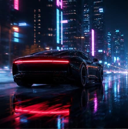 Neon night drive — original SceneVela video concept artwork